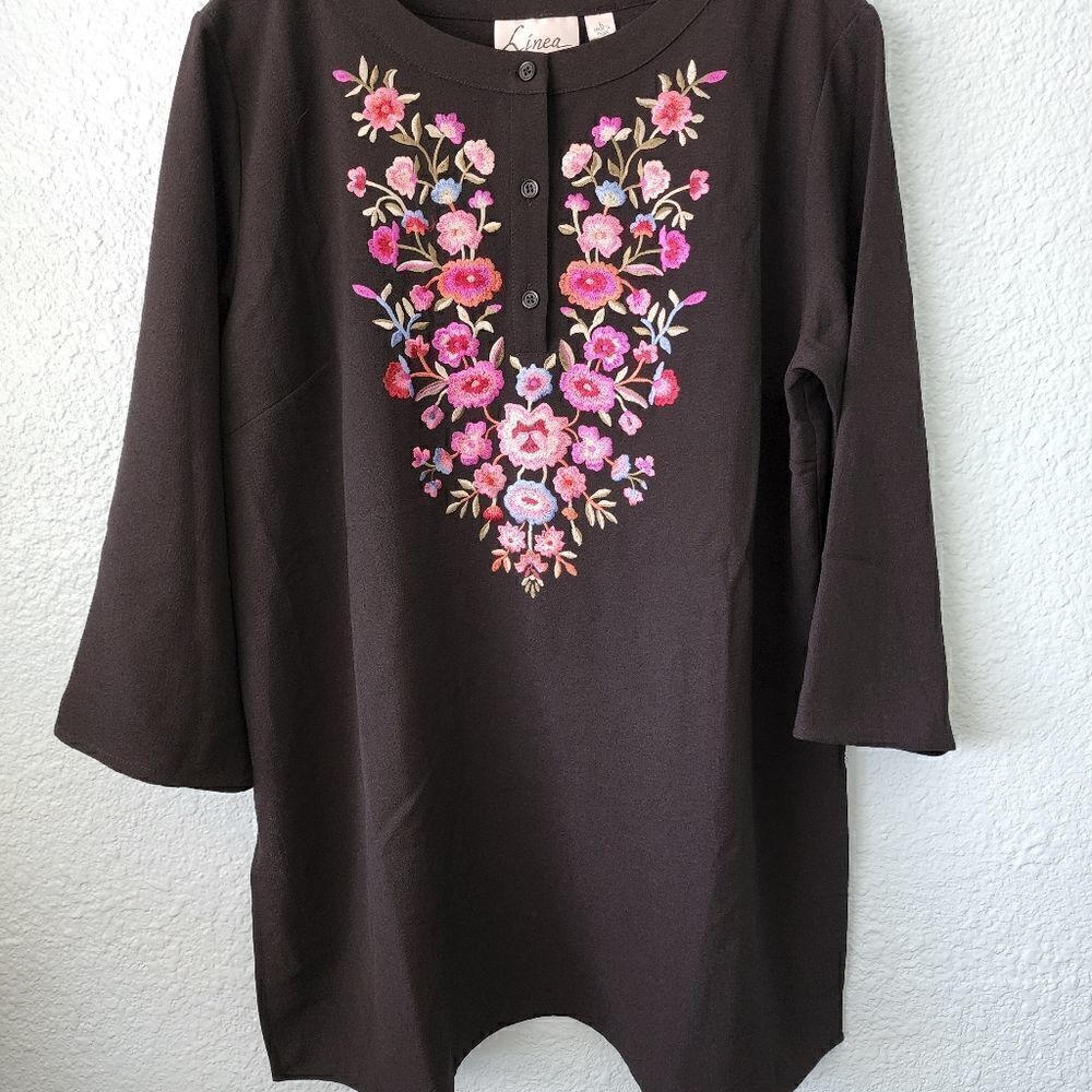 Linea by Louis dell'olio embroidery tunic style blouse bohemian